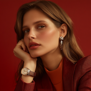 Individual showcasing stylish accessories that elevate a basic look in a minimalistic setting.