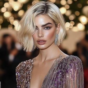 Celebrity displaying a dynamic and modern fashion look with a mix of classic and innovative elements.