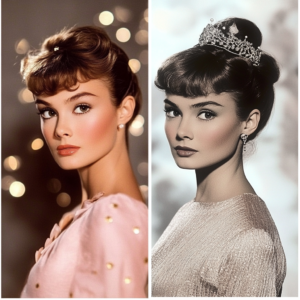 Celebrity in a modern Hollywood fashion look blending classic elegance with contemporary flair.