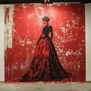 Individual preparing a budget-friendly red carpet look with carefully arranged outfit and accessories.